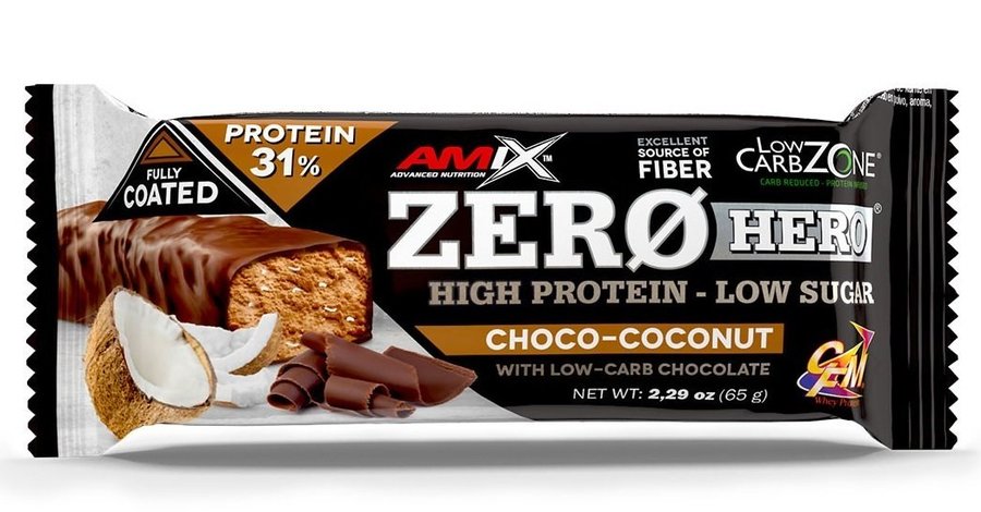 Proteinová tyčinka - Amix ZERO HERO 31% PROTEIN BAR 65g Příchuť double chocolate