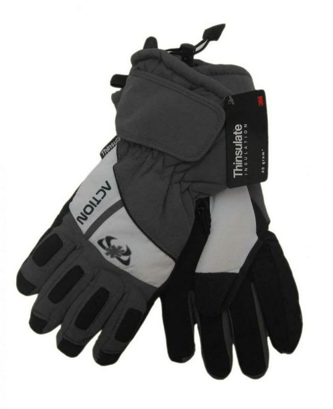Hnědo-šedé pánské lyžařské rukavice Action - velikost XL